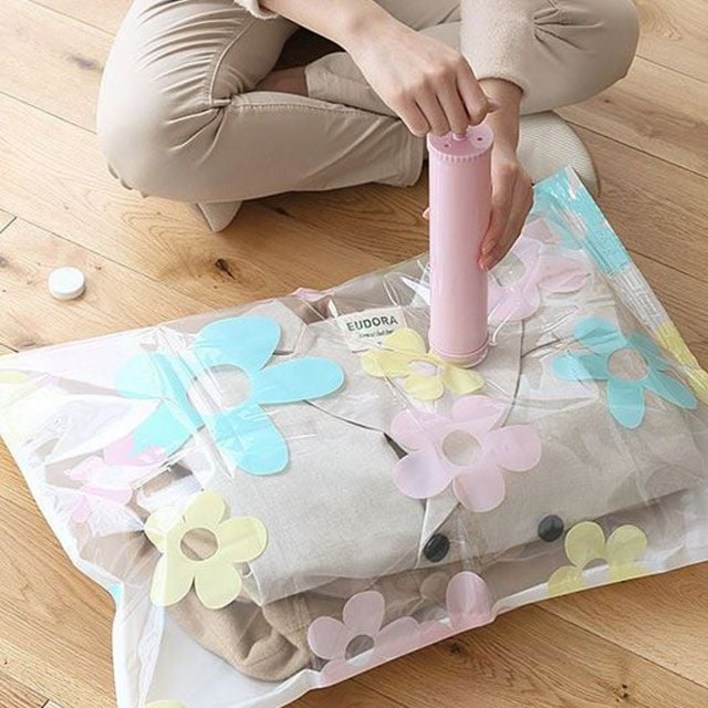 압축 진공 펌프 수동 흡입기 옷 이불 압축팩 청소기없이 공기 압축기 옷장 정리