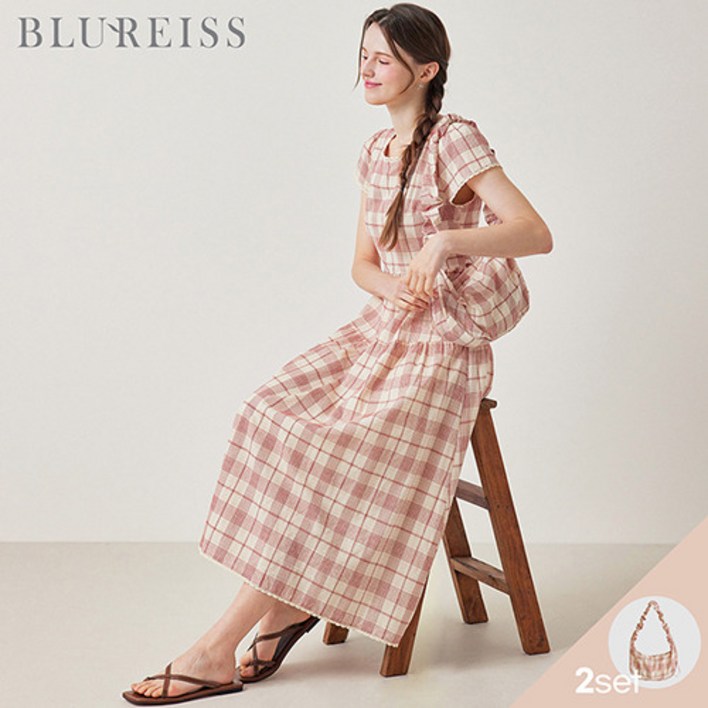 블루레이스 블루레이스 2SET 체크 롱 원피스셔링 숄더백B5M3OP3201