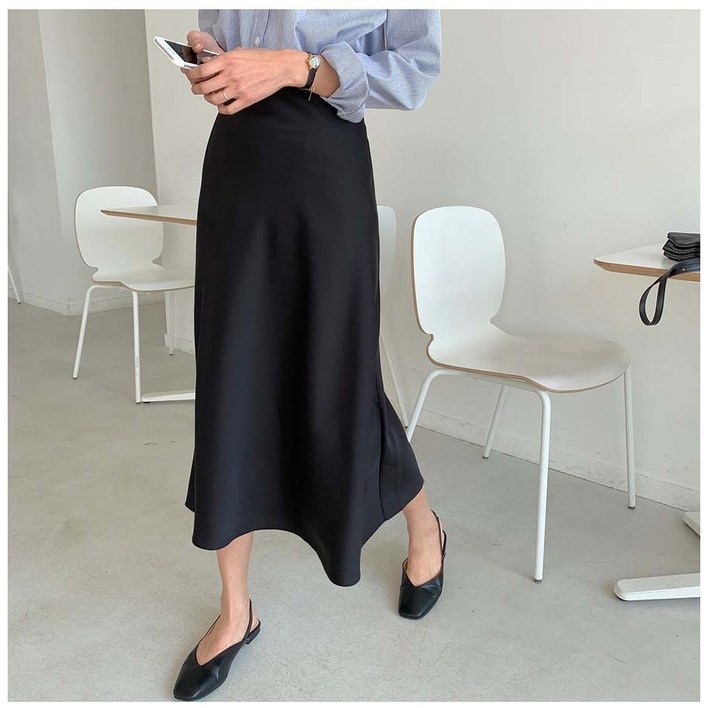 루어스룸 글로우 샤틴 가을 머메이드 실크 촤르르 맥시 새틴 롱 스커트 치마3color