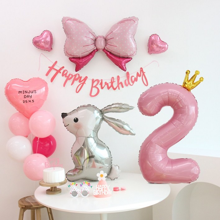 이벤트홀릭 토끼 풍선 생일파티용품세트 자유 레터링 두돌생일상 이벤트홀릭 토끼 풍선 생일파티용품세트 자유 레터링 두돌생일상