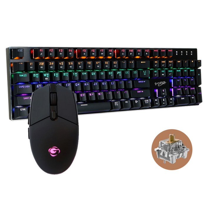 지클릭커 GMK510X 기계식 키보드 마우스 세트, 블랙, 510X 갈축, 일반형