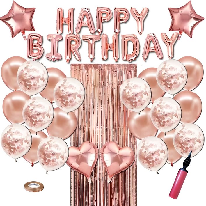 뷰라뷰 생일 파티 풍선  손펌프  풍선테이프 세트