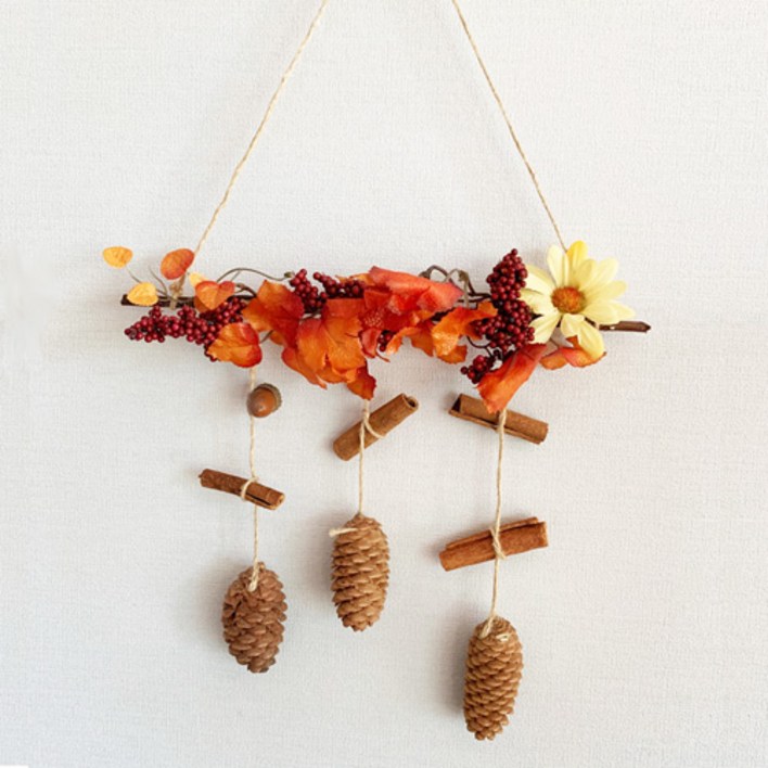 솔방울 가을 계피 모빌  미술활동  만들기수업 공예  방과후활동  DIY  인테리어소품  모빌  가랜드  만들기키트  만들기재료  만들기세트  어르신만들기, 1세트