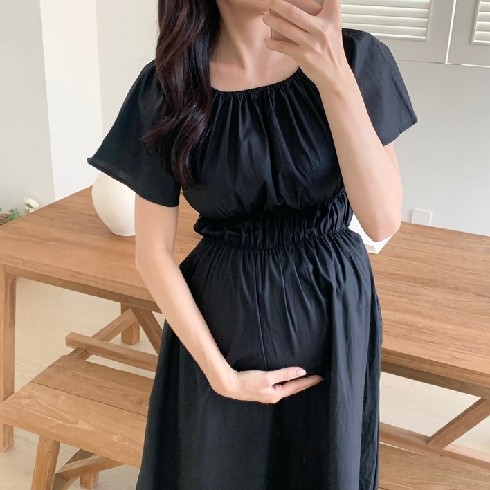 임산부 스퀘어 넥원피스 출산전후 추천 원피스 휴가룩 오프숄더원피스
