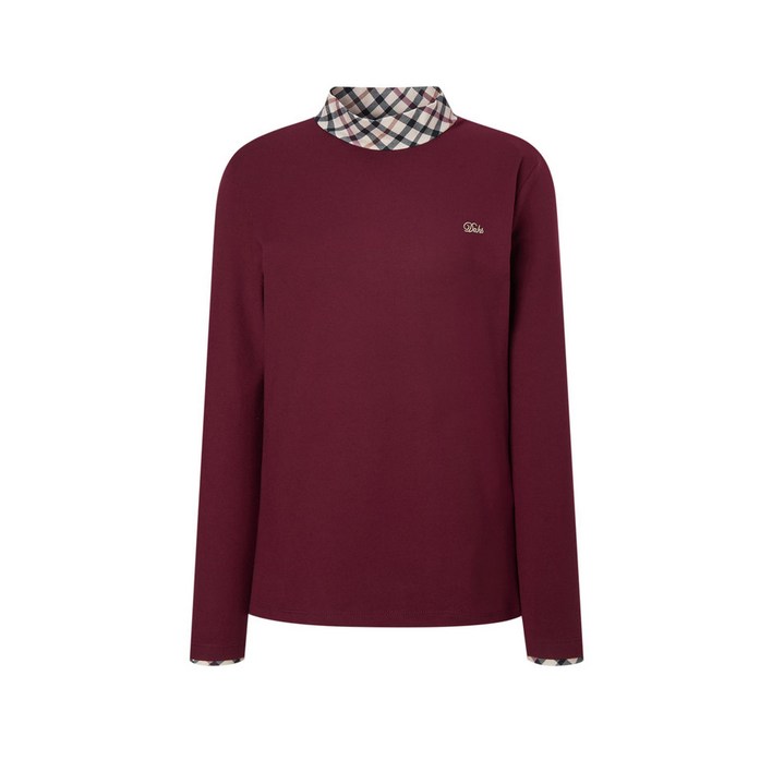 100정품 닥스 골프웨어 여성 티셔츠 정품 골프 레터 체크넥 BURGANDY 야외 아마추