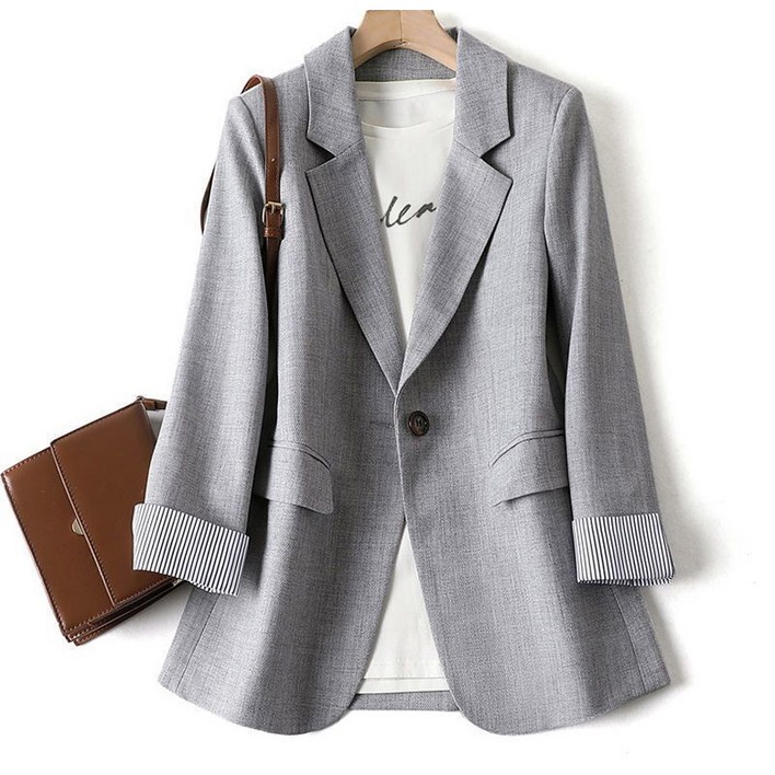 PEROLA 150kg까지 빅사이즈 여성 정장 코트 봄 가을 스트라이프 소매 정장 자켓 S8XL