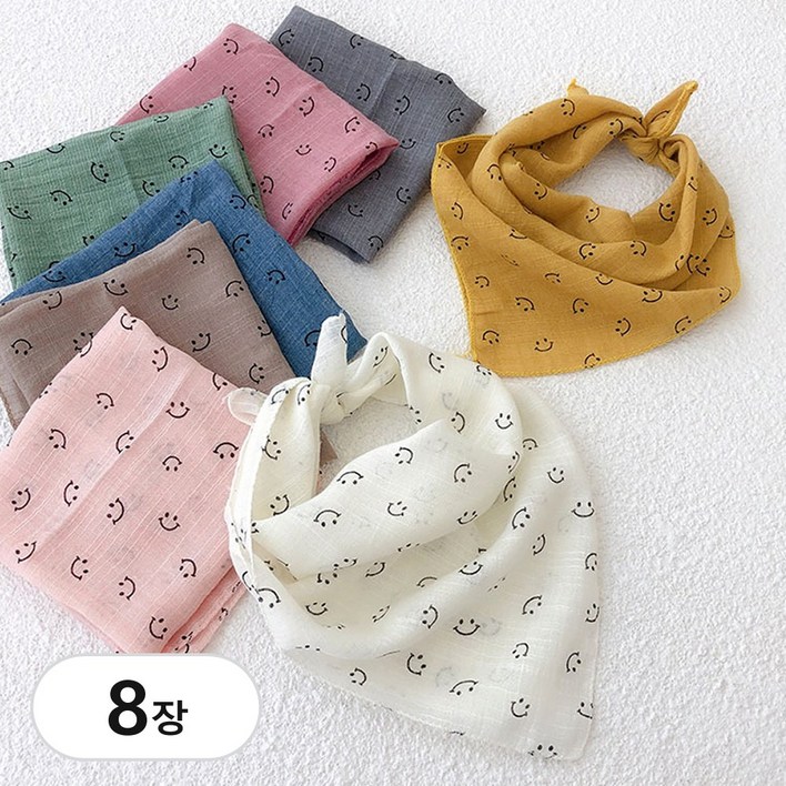 어린이 유아 목수건 손수건 아기 아동 쁘띠 면 스카프 8장