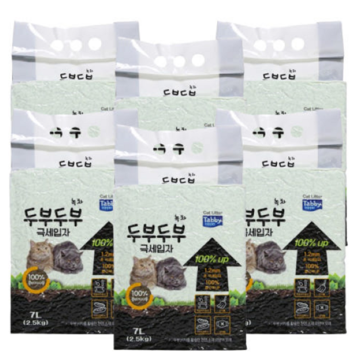 NEW 테비토퍼 두부두부 극세입자 고양이모래, 6개, 7L