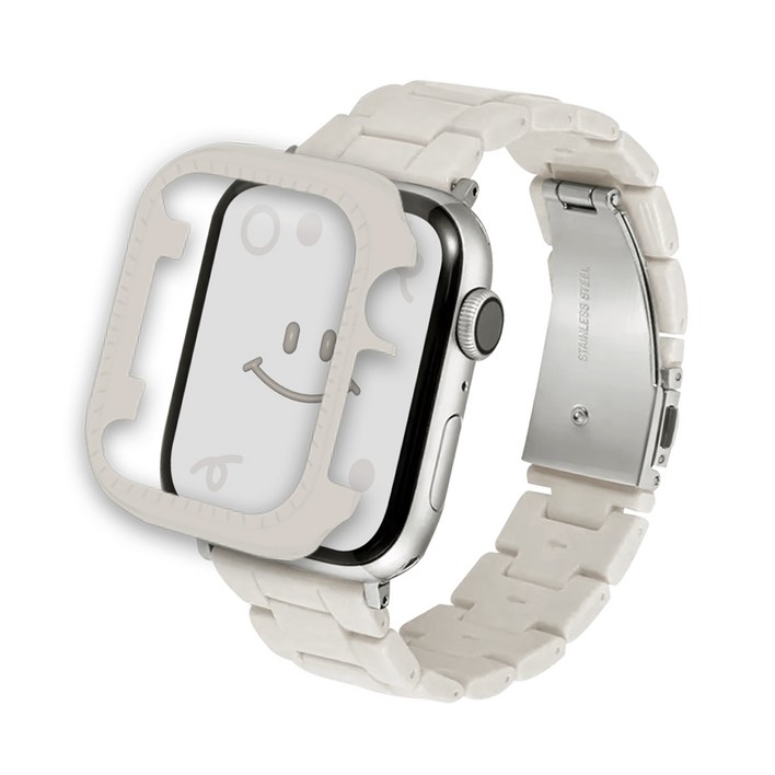 아이메이드잇 애플워치 호환 블럭 스트랩 케이스 세트, 스타라이트