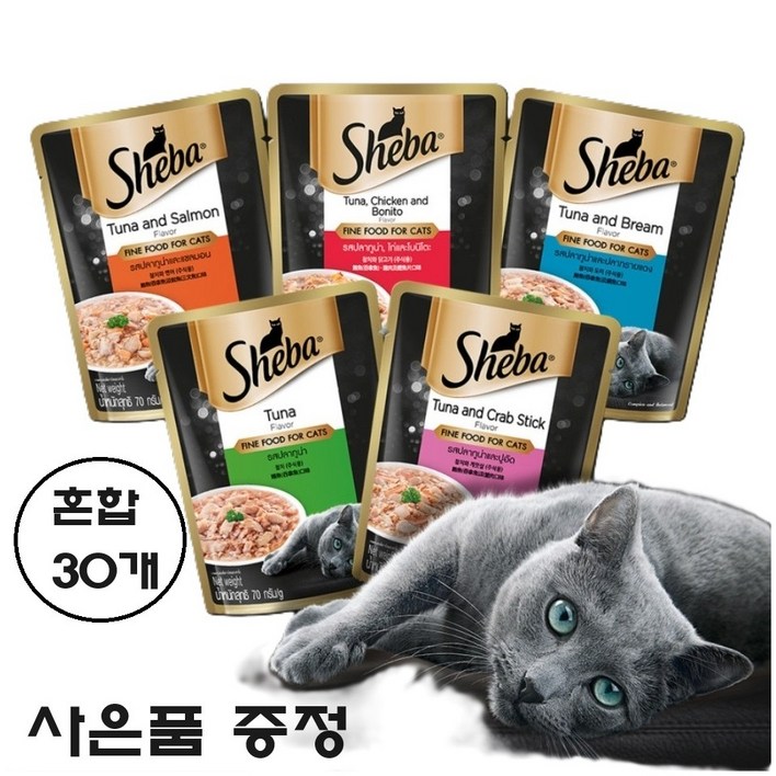 쉬바 고양이 주식파우치 5종 6개씩 30개 / 골드스푼 증정품 행사