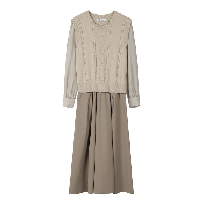 씨씨콜렉트 중계점 니트블록 플레어 원피스 E251PSE123