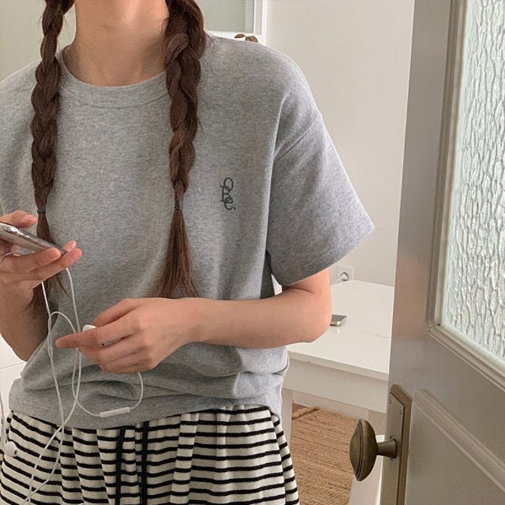 마이쏭 기모반팔티 이너티 겨울반팔 피치 기모 포근OBE자수반팔티겉기모