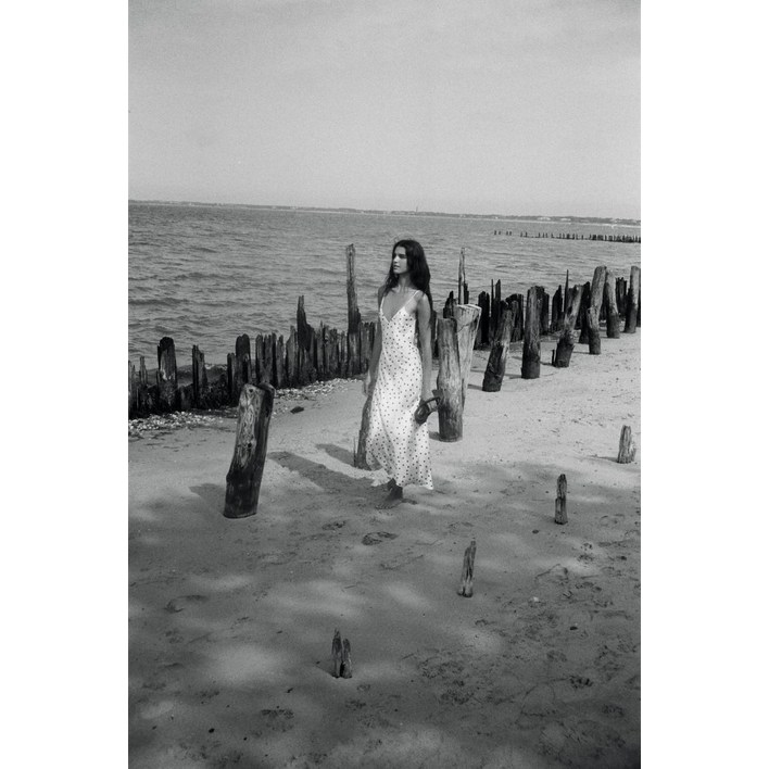 ZARA 도트 새틴 미디 원피스  크림  브라운 453978591