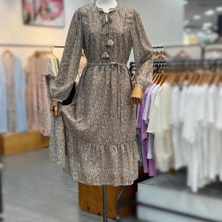 써스데이아일랜드 플라워 A라인 쉬폰 원피스 t246mop144DG