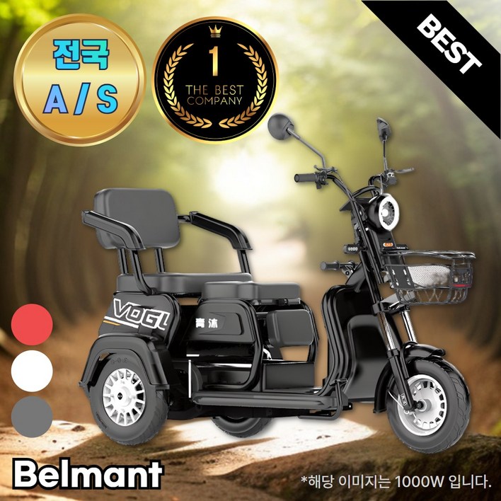 벨만트 삼륜오토바이 3륜 스쿠터 세발전기자전거 3발 삼발이 부모님선물 어르신 농촌, 19블랙1000W72V23A리튬배터리클라이밍기어