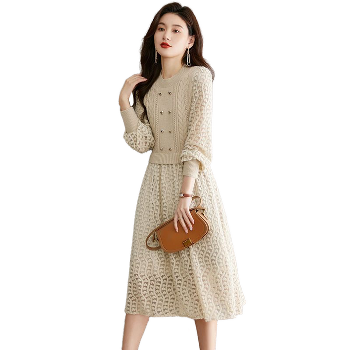 셀럽당 여성 미디 원피스 봄가을 신상 레깅스 니트 스웨터 FR0464-KR