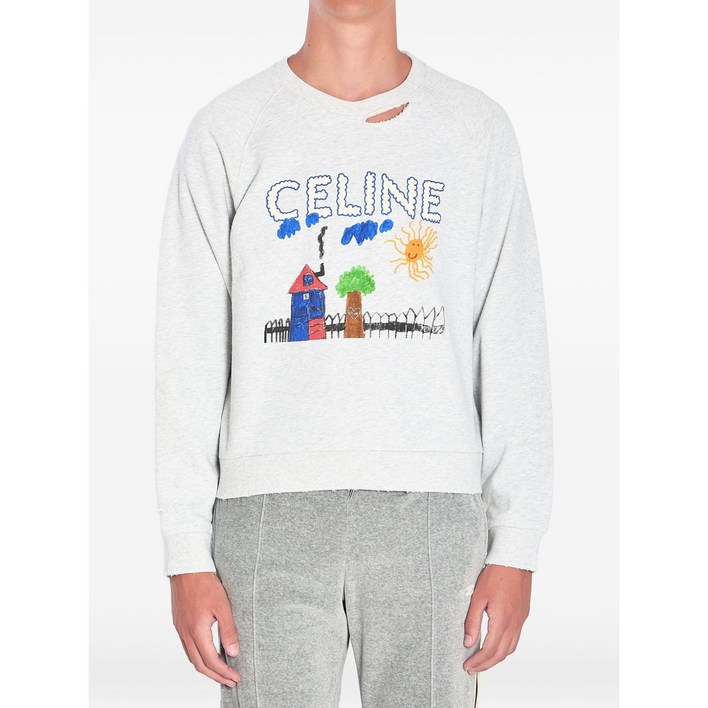 셀린느 래글런 소매 프린트 스웨트셔츠