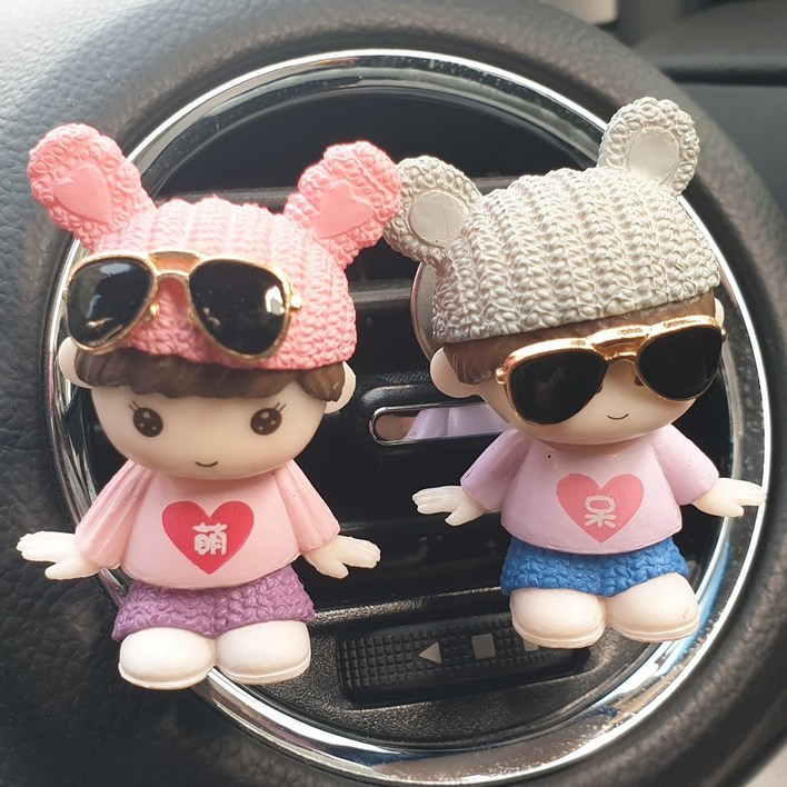 로즈하오 차량용 카퍼퓸 하트커플(인형 2개 + 블랙체리 향 1개), 1세트