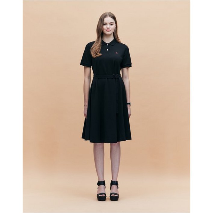 백화점정품 헤지스레이디스 원피스 25SS 면블랙 A라인 클래식 피케 반소매 HSDR5BC31BK 하객