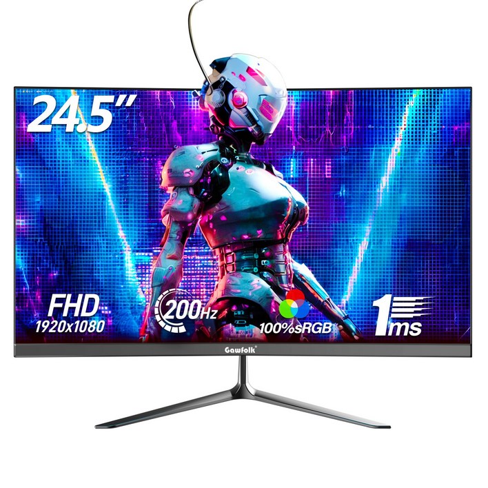 25인치 200Hz 평면 게이밍 사무용 모니터, IPS 패널, Freesync, 지원 스피커 내장