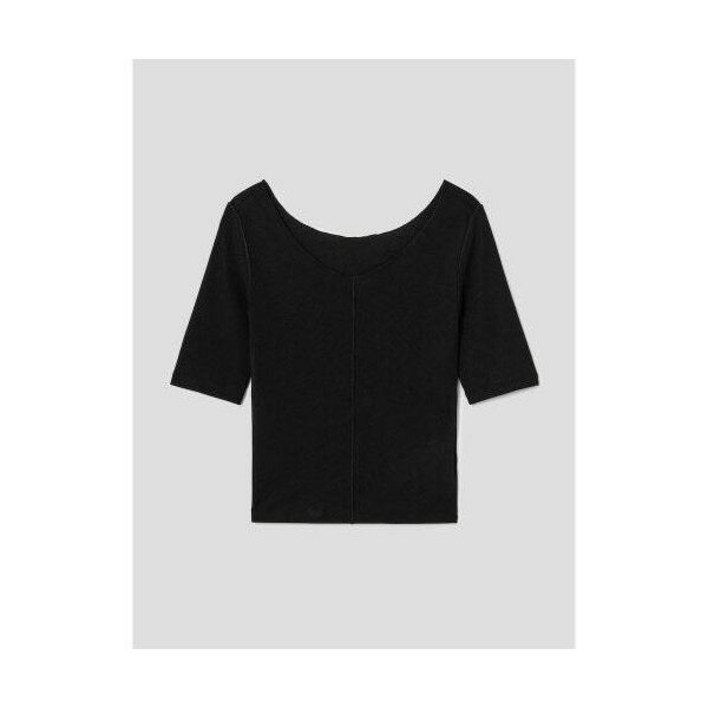 에잇세컨즈U넥 반소매 티셔츠 블랙 (353842JQ35) 433100