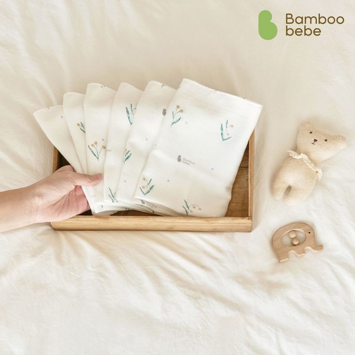 밤부베베 스테이블 엠보손수건 싱그러운 은방울 6장