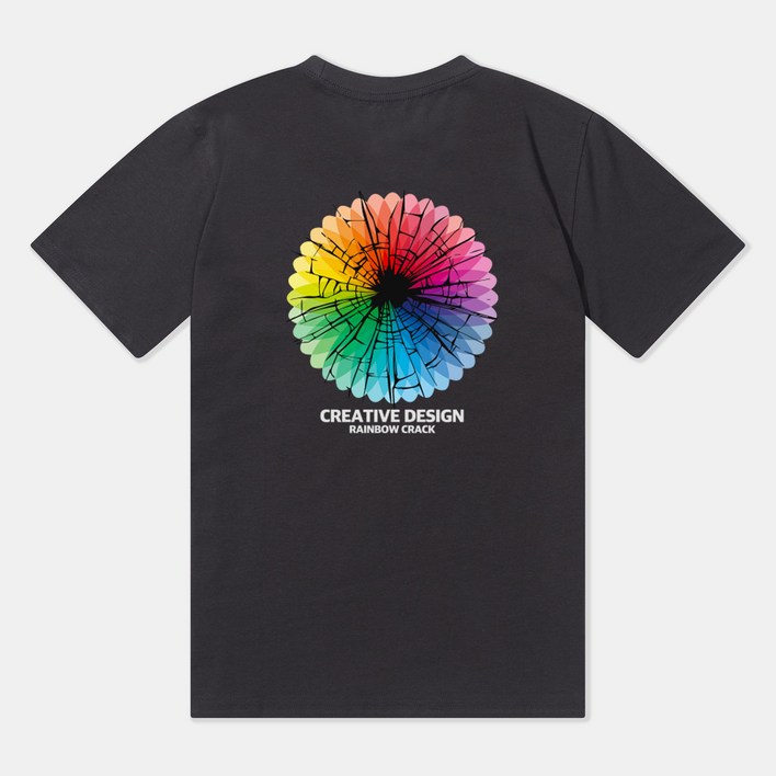 맥스모어 남녀공용 레인보우크랙 면 반팔 티셔츠 4color