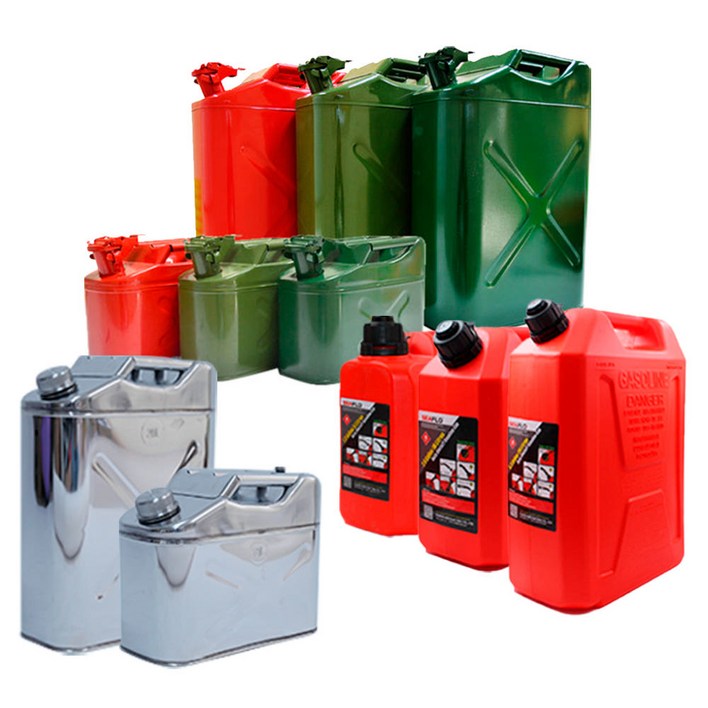 제리캔 기름통 철제 플라스틱 캠핑 석유 등유 휘발유통 말통 캠핑난로 자동차용품, 올리브그린