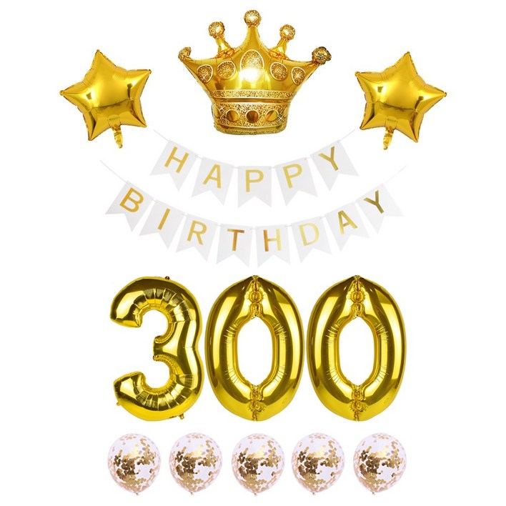 생일 가랜드 대형 숫자풍선 생일파티 화이트 세트 리본 왕관 하트 스타 은박풍선 파티용품 에브리띵스마일 1223, 1세트, 화이트 300
