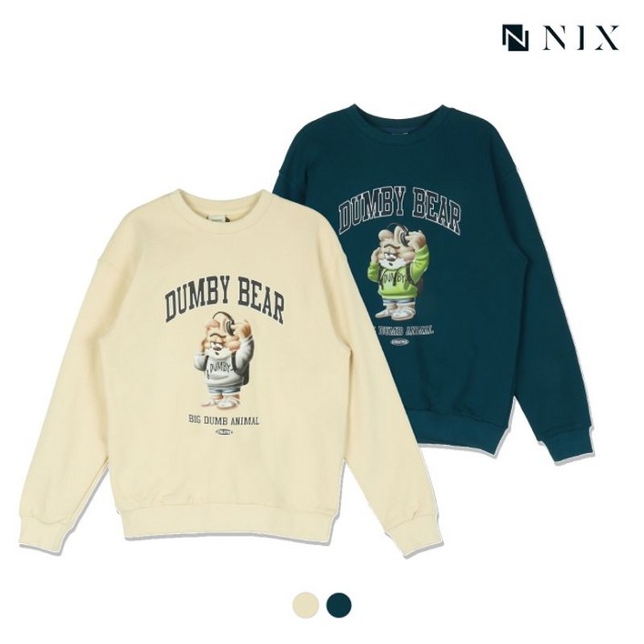 닉스 키즈 유니 CM 30s 쭈리 세미오버핏 덤비베어 그래픽 맨투맨 FKSSCTM791M