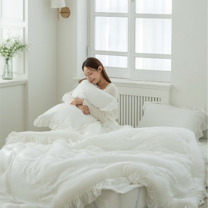 국내생산도르리 100 모달이불 프리미엄 레이스 프릴 호텔 차렵 이불 침구 세트