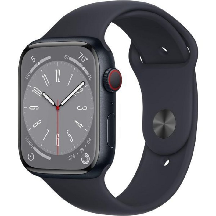 Apple Watch 시리즈 8GPS 셀룰러, 45mm 미드나잇 알루미늄 케이스ML 스포츠 밴드 포함프리미엄 리퍼제품