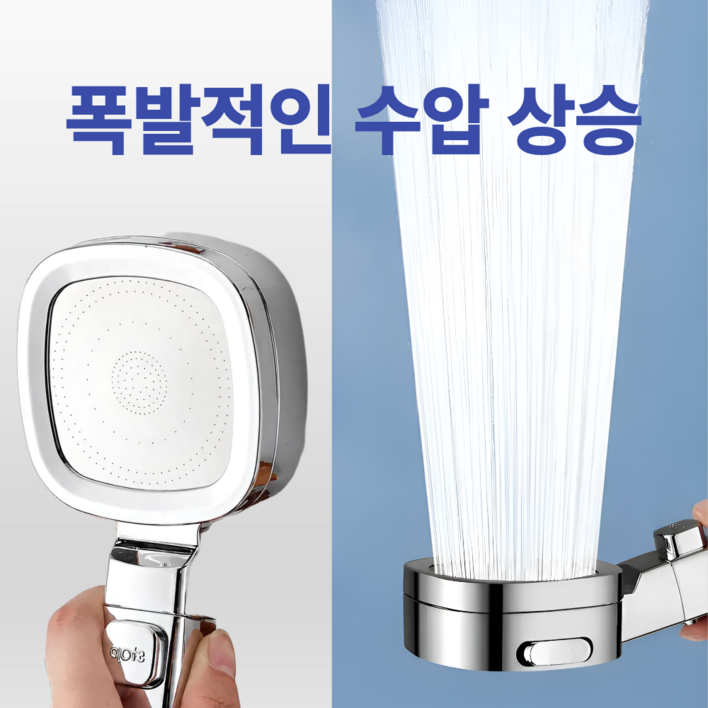 고압 수압상승 3단분사 샤워기 헤드 절수형 미세노즐 3색상 [ 스타빈 STABIN ], 메탈그레이, 1개