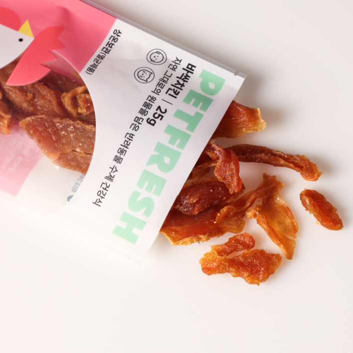 펫프레시 바싹치킨 25g 강아지 고양이 저알러지 눈물자국 신장 수제간식 음수량