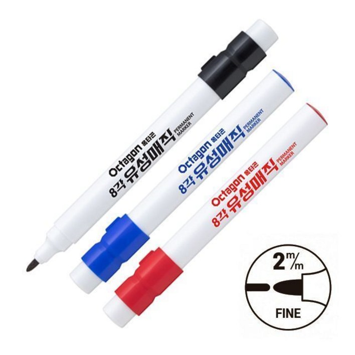 옥타곤 8각 유성매직2mm 가는 둥근닙 12개 1세트 mgt4712ZO