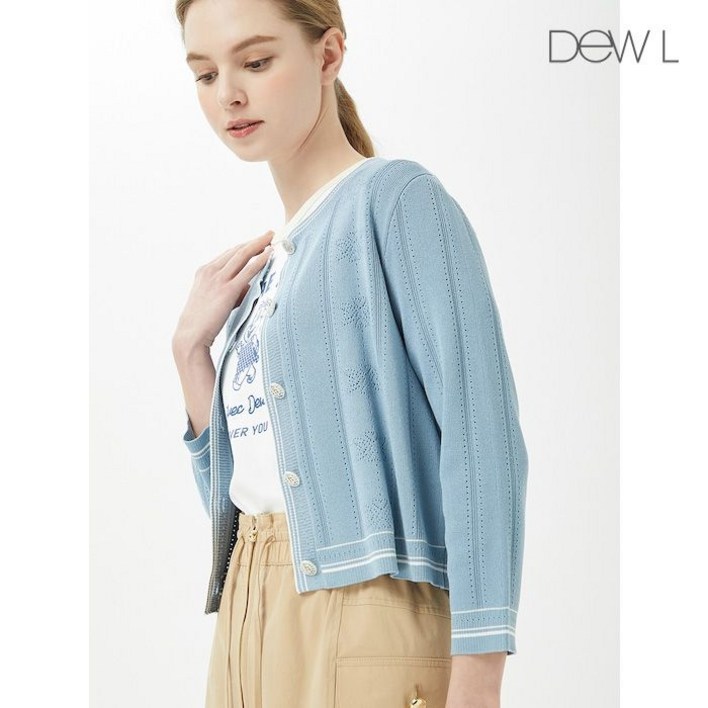 듀엘 여성 가디건 심플 기본 출근코디 펀칭 로고 니트 LBD242KSL039DH1967748