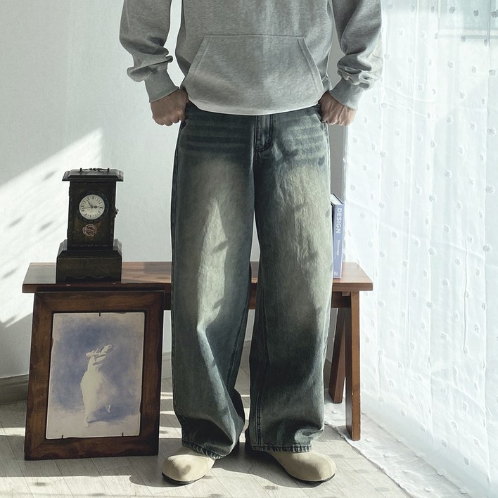 톰어게인 남자 와이드 청바지 벌룬 데님