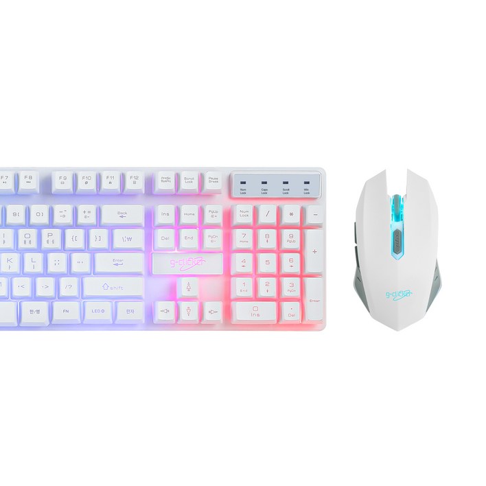 지클릭커 키보드 마우스 세트 GMK220, 슈퍼히어로 GMK220, 화이트, 게이밍 유선 키보드 마우스 세트