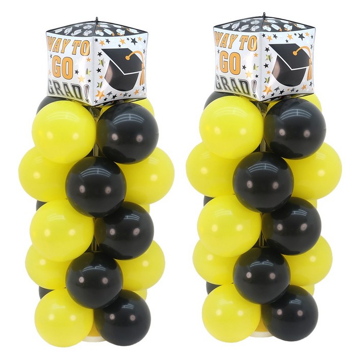 파티짱 졸업 풍선 기둥 스탠드 세트 장식, 2개, 화이트 큐브