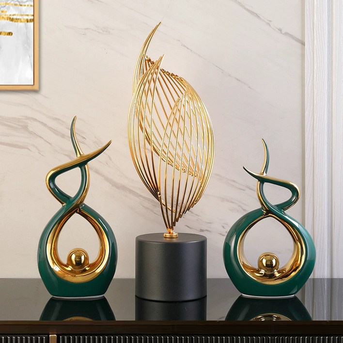 인테리어 장식품 소품 집들이선물 개업선물 수공예품 거실장식품, B그린골드부와 보물을 끌어들이기풍수기3종세트