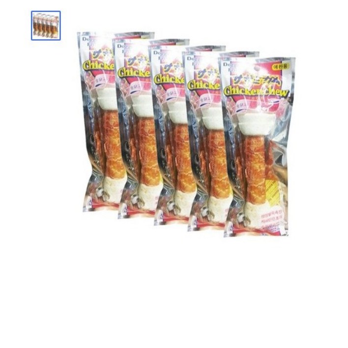 쿠팡블루 중형견 치아건강 간식 치킨 딩고껌 5P 분리불안 시니어 부드러운개껌
