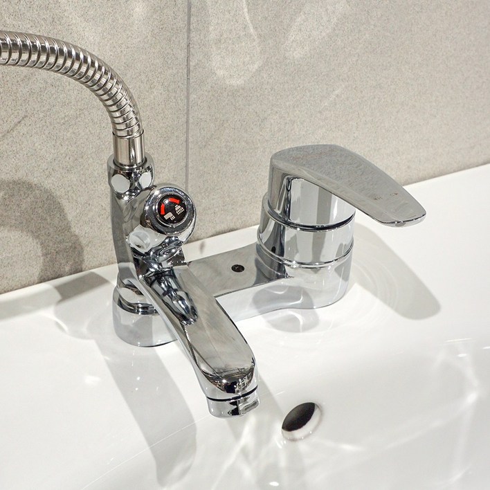 아바스 국산 KS인증 2홀 샤워겸용 수도꼭지 샤워수전 욕실 화장실 4인치 세면대수도꼭지 세면대수전, 1개