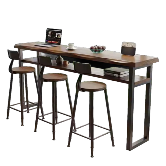 WoodBar 레트로 우드 홈바 테이블 바텐의자 식탁 바체어 수납식탁 등받이의자 철제 높은