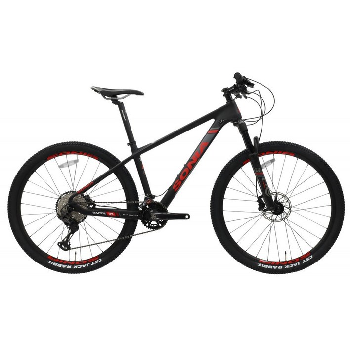 소니아 라피드89 MTB 산악 자전거 카본 27.5인치 시마노 XT 완조립, 14인치 블랙레드, 180cm, 1개