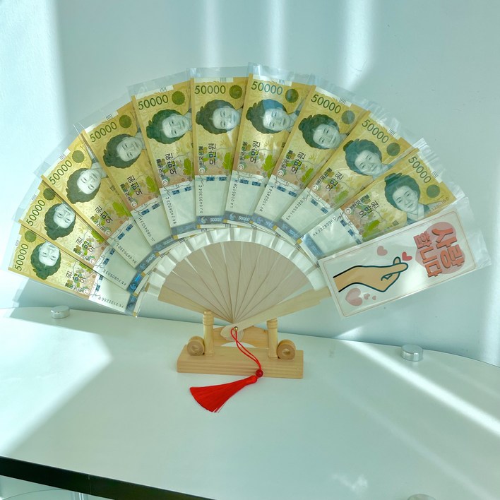 프렌치로즈고급 돈부채 노리개 용돈 이벤트 선물 세트