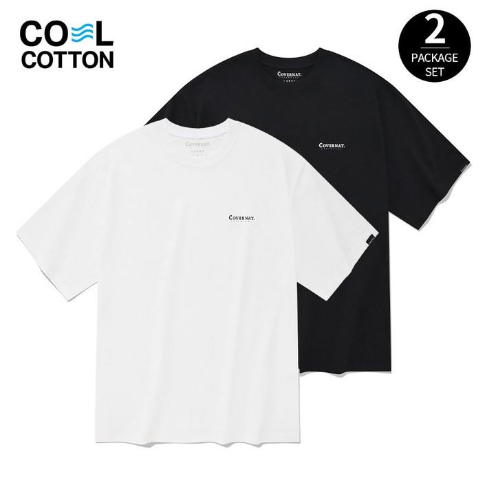 [커버낫 본사]에센셜 쿨 코튼 2-PACK 티셔츠 블랙+화이트 커버낫