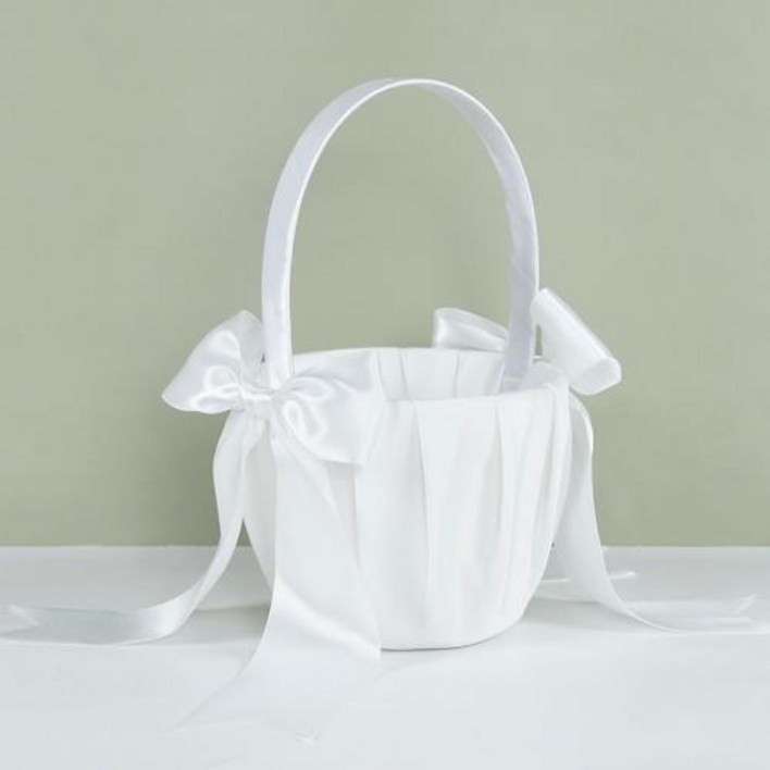 20 cm 흰 꽃 소녀 바구니 실크 웨딩 바구니 꽃 신부 손 개최 결혼식 파티 장식