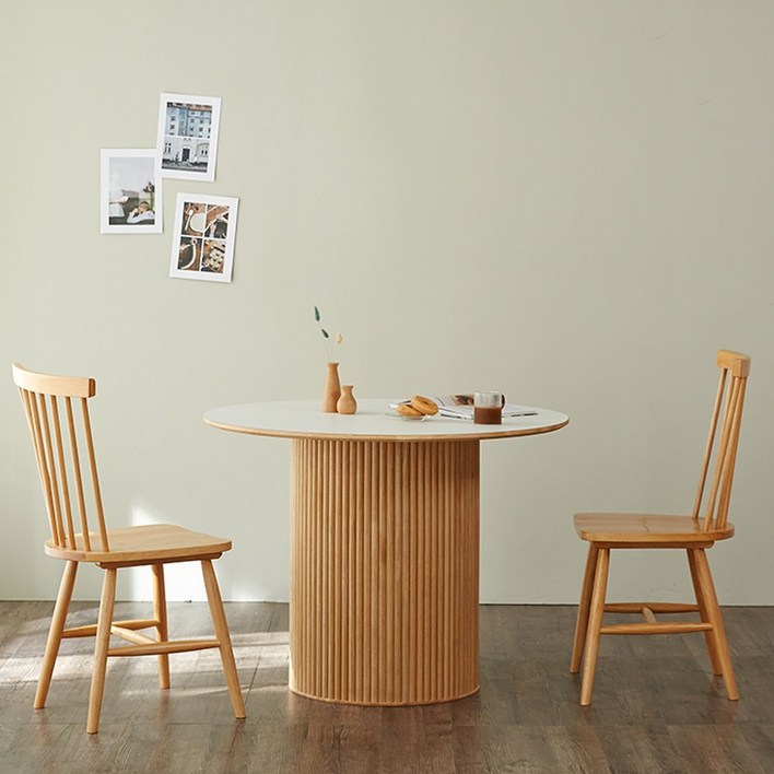 피토니아 가구 화이트 원형 테이블 템바보드 식탁 입식 테이블