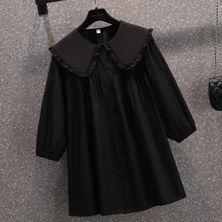 ZENCY 젠시 미니 빅카라 원피스 롱셔츠 롱블라우스