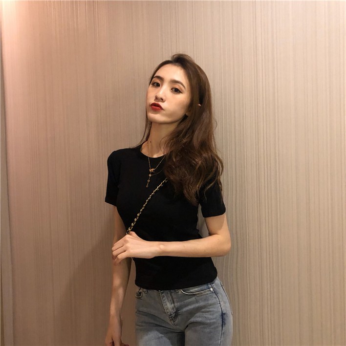 Ogfaour 여성 여름 슬림 순면 반팔 티셔츠 Ogfaour 여성 여름 슬림 순면 반팔 티셔츠